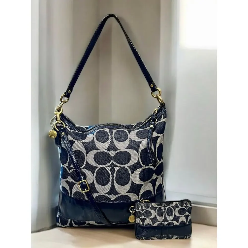 Y2K Coach 12549 Legacy Signature Denim Hobo Bag & 41718 Wristlet